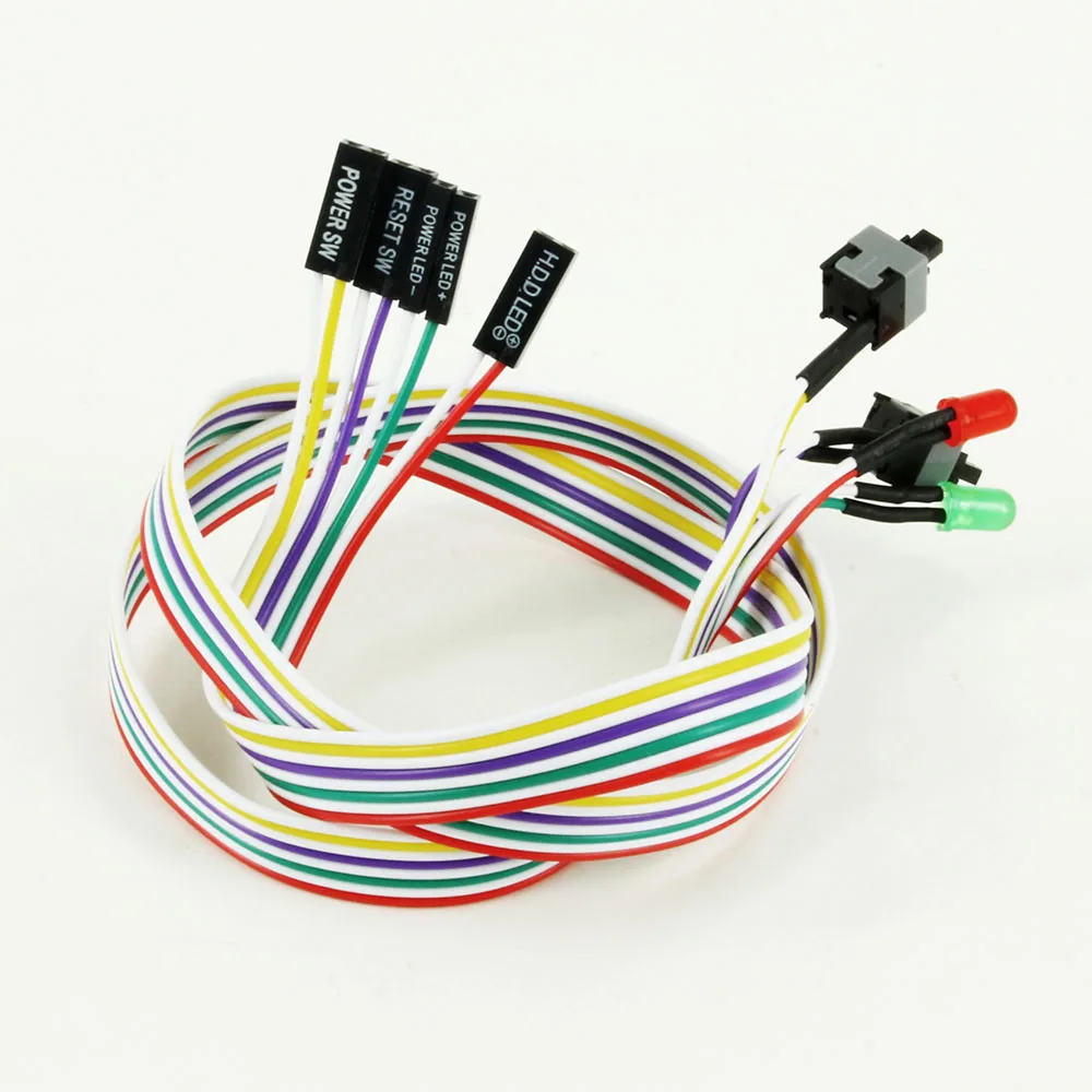 65cm Power Supply Cable PC I/O Reset Switch PC Motherboard Cable Button Switch Replace a Broken Power HDD indicator Switch Power