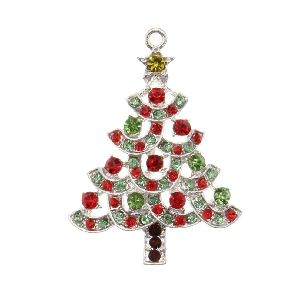 

Colorful Rhinestone Crystal Christmas Tree Charms Pendant For Necklace