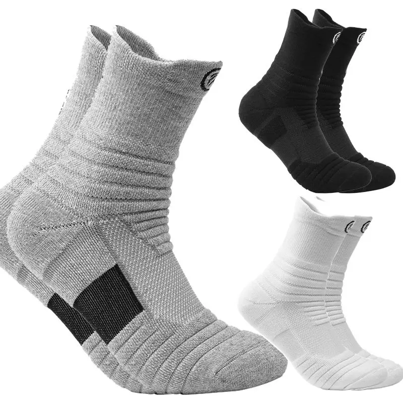 3 Pairs 100% Cotton Men Sport Socks Thick Outdoor Running Socks Football Basketball Wicking Breathable Sock Long Short Style Sox