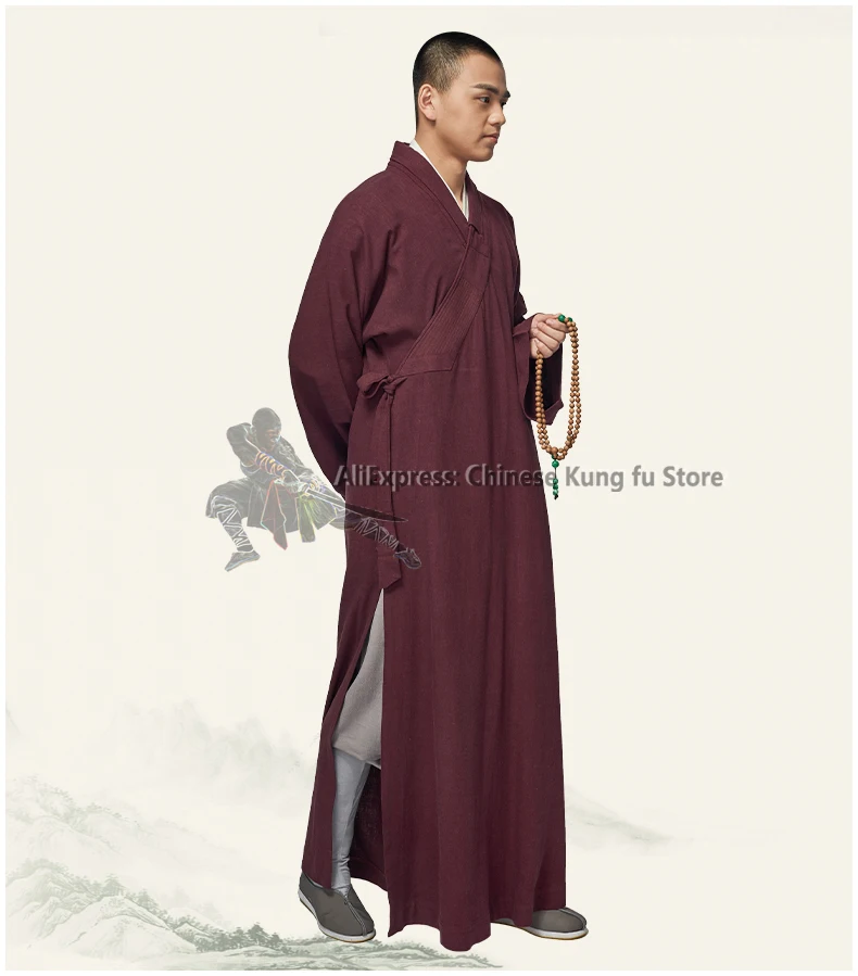 High Quality Cotton Linen Buddhist Robe Monk Dress Shaolin Kung fu Suit Tai Chi Uniform Martial arts Clothes Meditation Robes