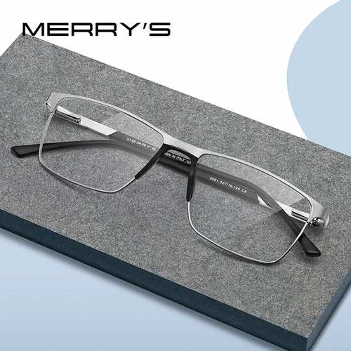 MERRYS DESIGN, montura de gafas de aleación de titanio para hombre, gafas graduadas para miopía ultraligeras cuadradas a la moda para hombre S2001