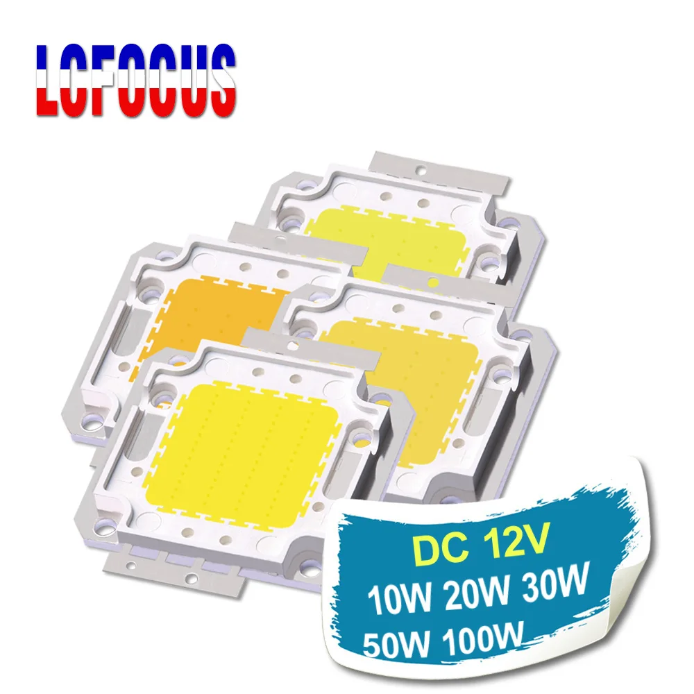 

DC 12V LED Flood Light 10W 20W 30W 50W 100W Warm Cool White COB Chip Diode Driverless For Floodlight Spotlight Outdoor Lighting