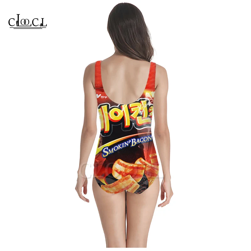 CLOOCL Fashion Delicious Potato Chips 3D Print Girls One-piece Summer Swimsuit Bathing Suit Beach Sleeveless Slim Sexy Swimsuit