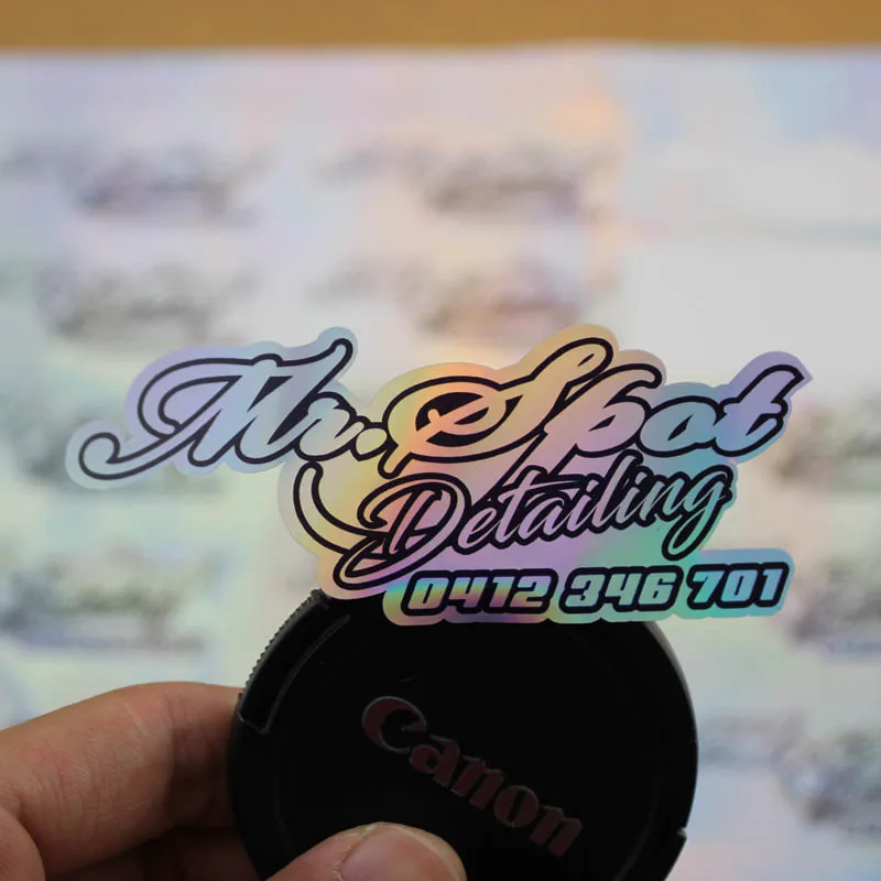 Aangepaste Logo Gemaakt Label Holografische Sticker Regenboog Effect Custom Hologram Sticker Label