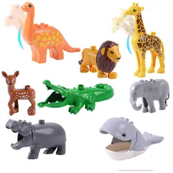 Animals Big Building Blocks Model Figure Accessories Compatible Zoo Dinosaur Dolphi Duck Hippo Education Toy Gift for Kids