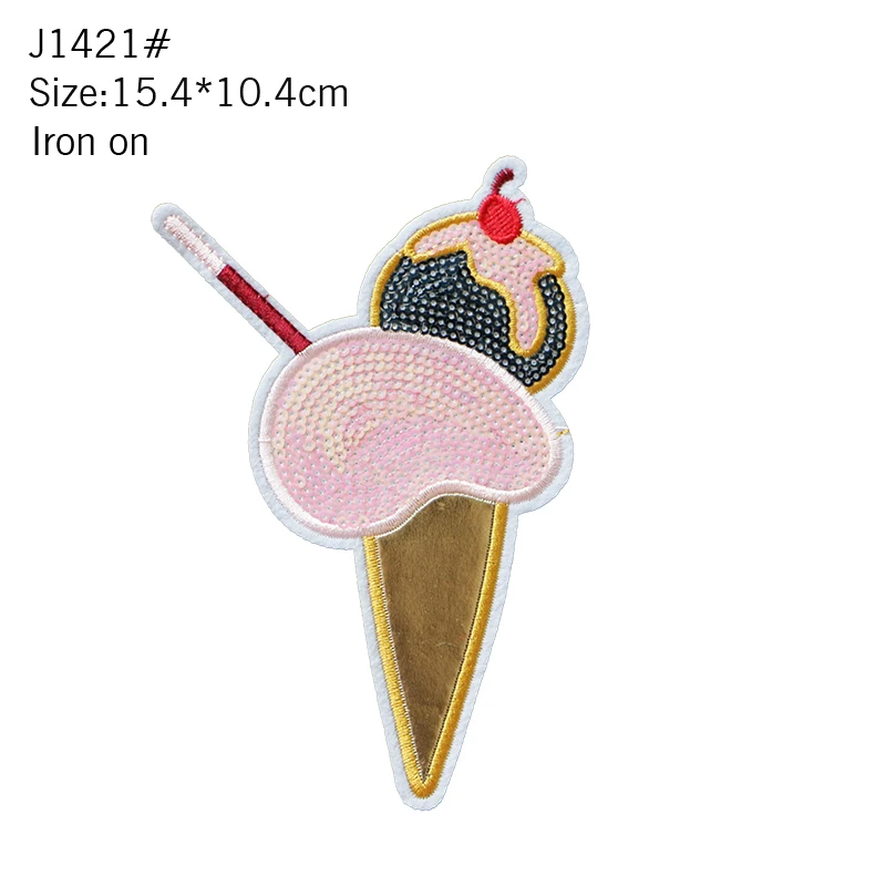 1 Food And Beverage Ice Cream And French Fries Clothing Embroidery Patch Cartoon Iron Patch Sewing Clothing Decal Accessories