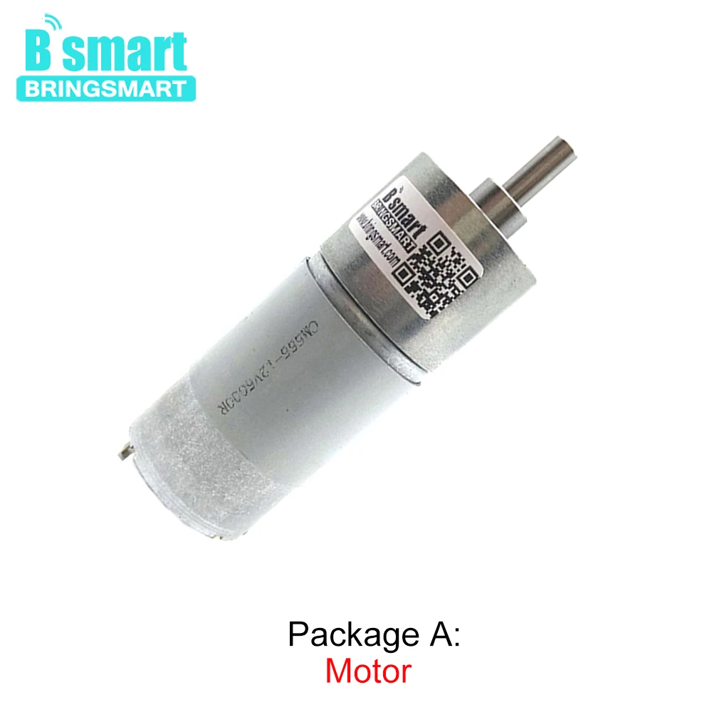 Bringsmart 37GB555 Gear Reduction Motor 12v Mini Electric Gearbox Motor 24v All Metal Gears Reversible Motor Reducer High Torque