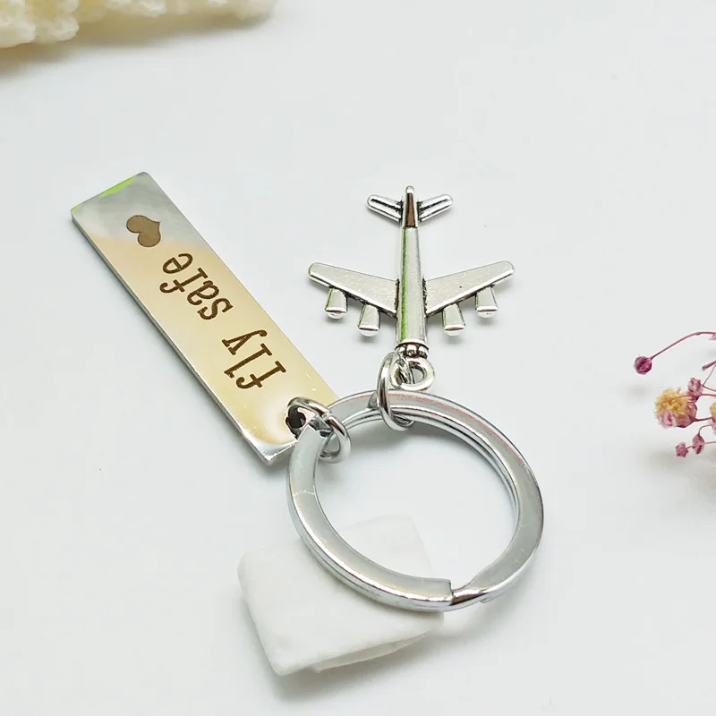 DIY Edelstahl-Schlüsselanhänger „Fliege sicher“ – Geschenk für Paare, Flugzeug-Schlüsselanhänger, Taschenzubehör, Auto-Schlüsselring-Anhänger, Großhandel – Detail 3