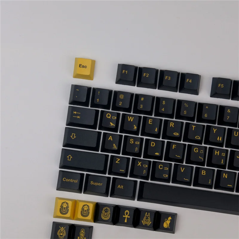 Teclado mecánico GMK con diseño de Faraón Egipcio, tapa de tecla de altura de cereza con sublimación de cinco lados, PBT, GH60/68/980