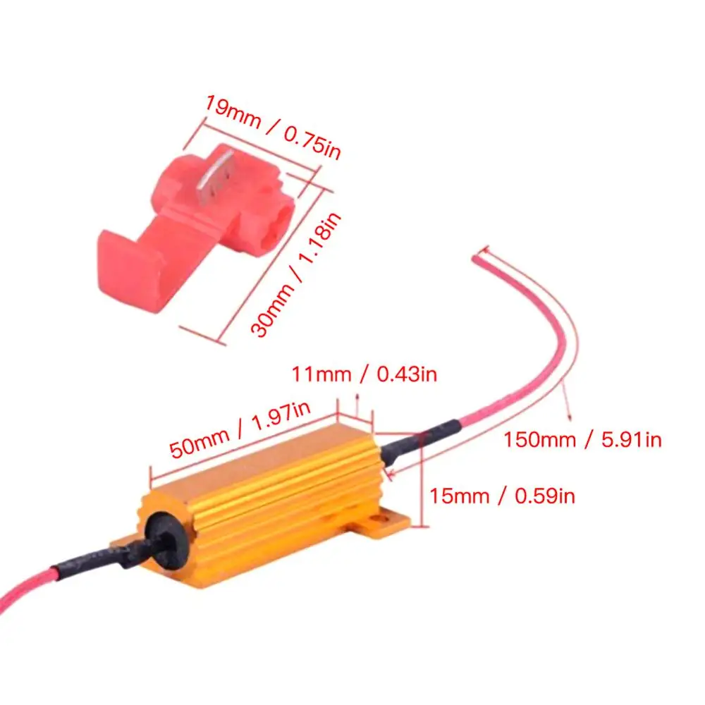 Hot Sale 50W 6ohm Load Resistors Fix LED Bulb Fast Hyper Flash Turn Signal Blink Error Code for 1157 3157 4156  7443 7444 T20