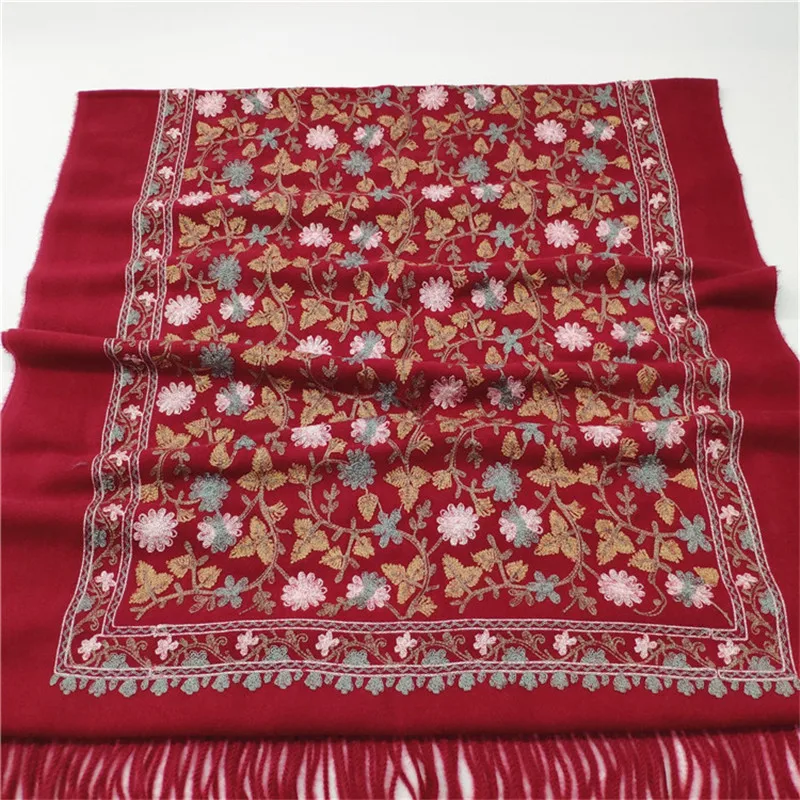 Bufanda de Cachemira para mujer, chales de Pashmina con bordado nacional, manta gruesa de marca de lujo, invierno, 2022