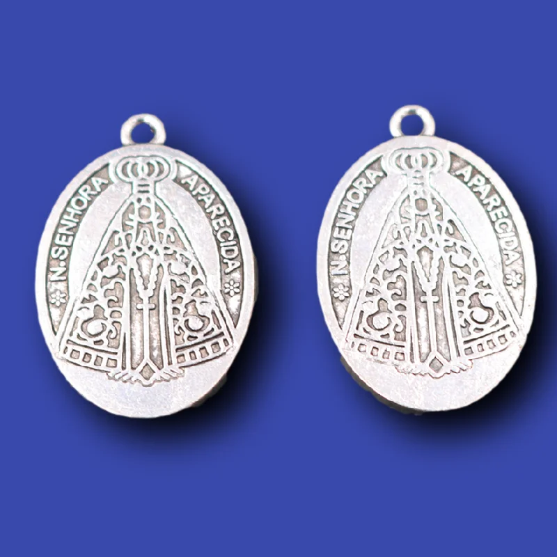 6pcs Silver Plated Catholic N. SENHORA APARECIDA Charm Tags Pendants Retro Bracelet Accessories DIY Charms Jewelry Crafts Making