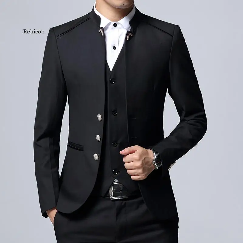 

Black Formal Suit Men's Blazer Jacket and Pants Fashion Business Men's Suit Size 4Xl Men's Wedding Dress Three Piece Set