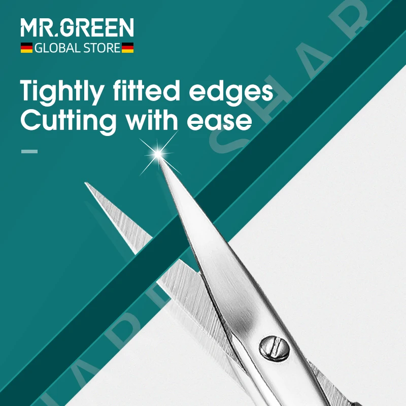 MR.GREEN Stainless Steel Makeup Scissor Eyebrow Eyelashes Nose Hair Trim Scissor Sharp Ponit Curve Tip Small Eyebrow Scissor