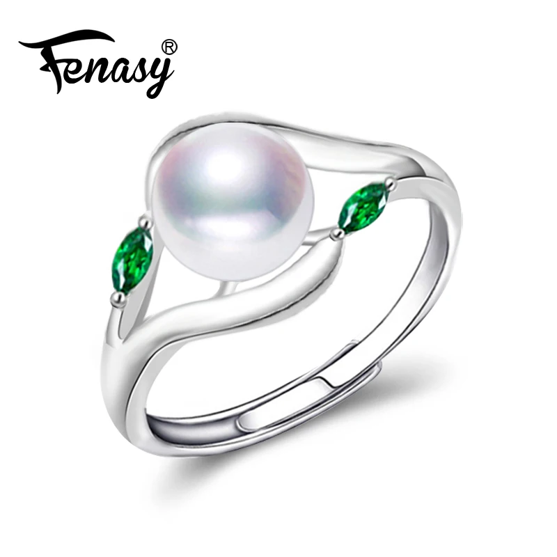 FENASY Natural Freshwater Pearl New Fashion 925 Sterling Silver Party Adjustable Rings For Women Idea Gift Wholesale