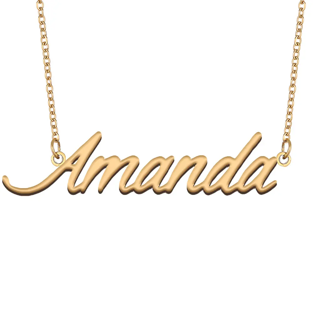 

Amanda Name Necklace Women Personalized Custom Stainless Steel Nameplate Pendant Jewelry Femme Mothers Girlfriend Gift