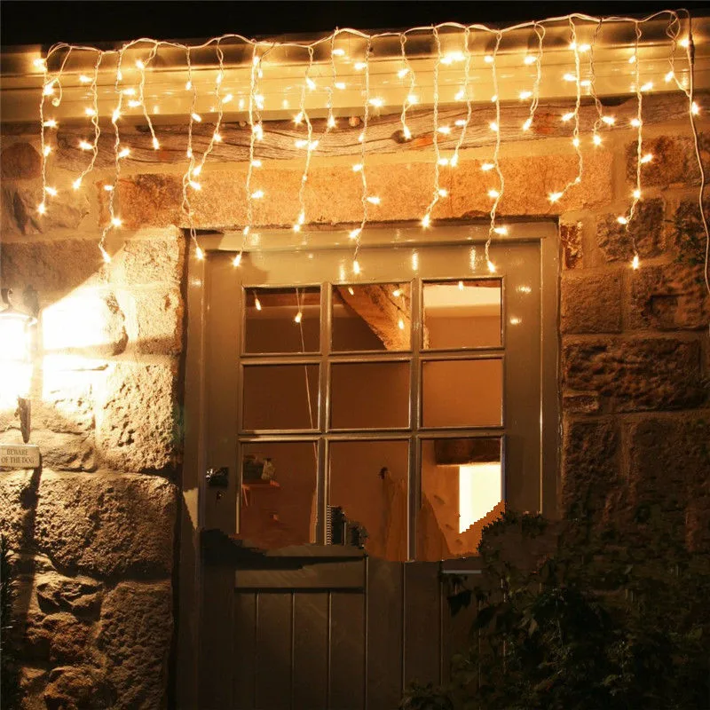 Imagem -05 - Natal Decoração Exterior Interior 5m Droop 0.40.6m Cortina Icicle Led String Luzes Ano Novo Jardim Festa ac 220v