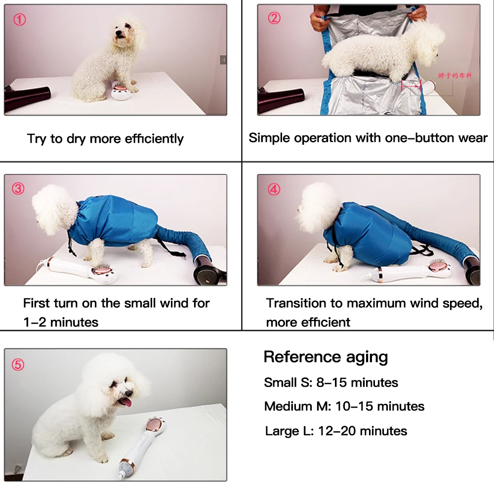 Portable Pet Drying Bag Folding Dog Hair Dryer Box Blow Bag Pet Grooming Dry Bag Dog Blowing Cat Bathing Pet Hair Drying Clothes