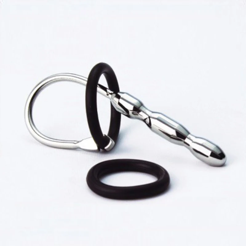 Metal Penis Plug Urethral Catheter With Silicone Penis Ring Urethra Dilator Horse Eye Stimulation Sounding Sex Toys For Men C600