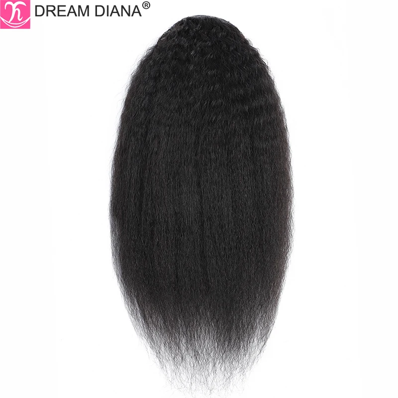 DreamDiana Remy Brazilian Kinky Straight Ponytail 100% Human Hair Clip In Hair Extensions Ombre Hair Drawstring Ombre Ponytail