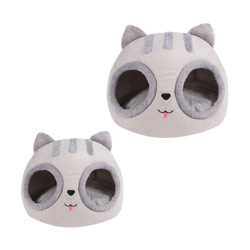 Improved Sleep Comfortable Cat Beds Cat Head Shaped Winter Kitten Dog Cushion Soft Warm Pet Nest Dog Cat Bed Durable