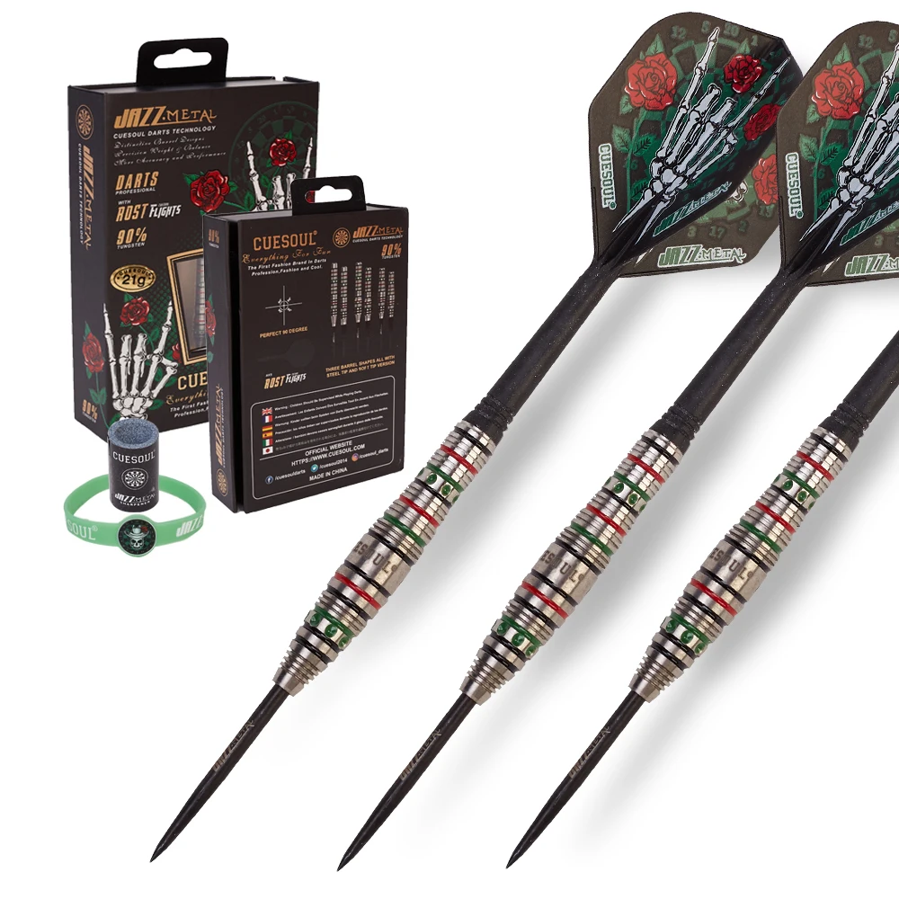 CUESOUL JAZZ-METAL 21/23/25g Steel Tip 90% Tungsten Dart Set with Integrated Dart Flights