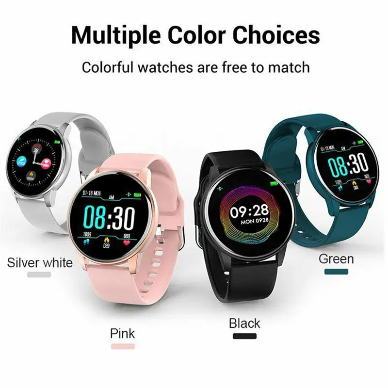 Smart Watch Bluetooth Heartrate Wristwatch Blood Pressure 1 3 Inch Round Dial Watch Call Reminder Bracelet  Pink