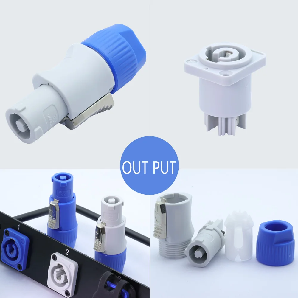 1set Powercon Connector Lockable Cable Connector + Chassis Socket for Electric Drill LED Screen Stage Lighting Power Connecting