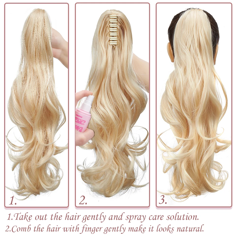 S-noilite Synthetic Long Wavy Claw On Ponytail Upgrade Ponytail Hair Extension Clip On Ponytail Women Hairpiece Can Curly