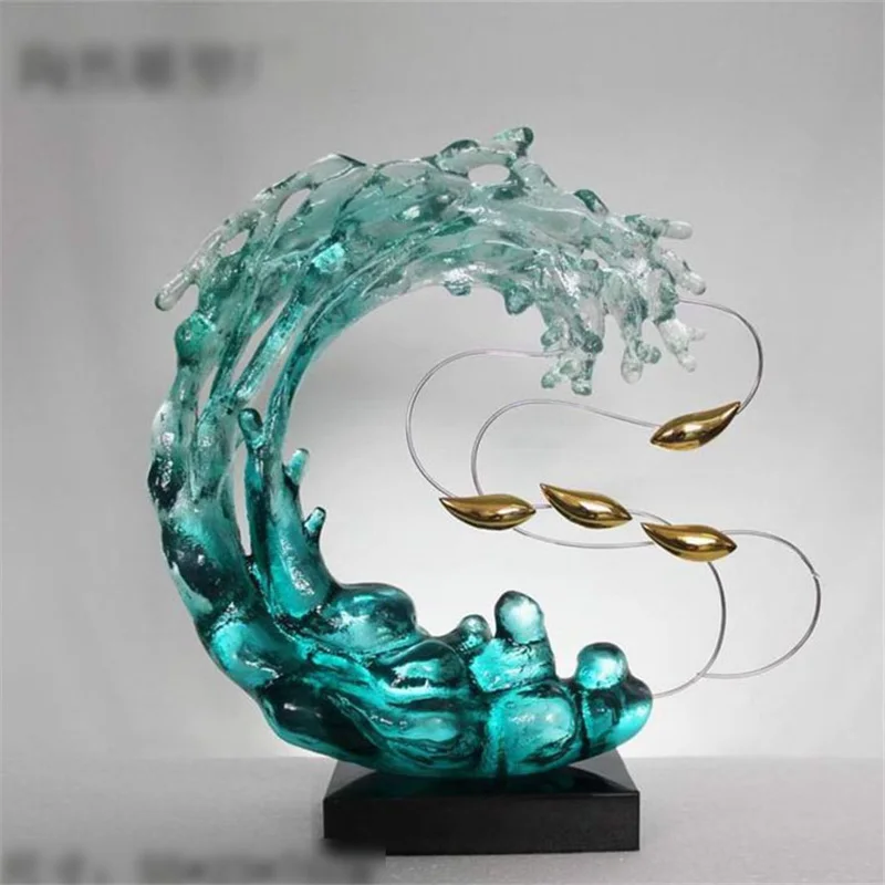 Art Decorative Water Like Resin Craft Abstract Sculpture Home Hotel Decoration Standing Sculptures