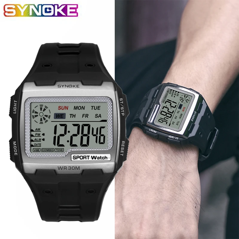 SYNOKE Outdoor Sports Men\'s Watch Luxury Brand Famous Big Dial LED Digital Watches Male Clocks Men Wristwatch Relojes Deportivos