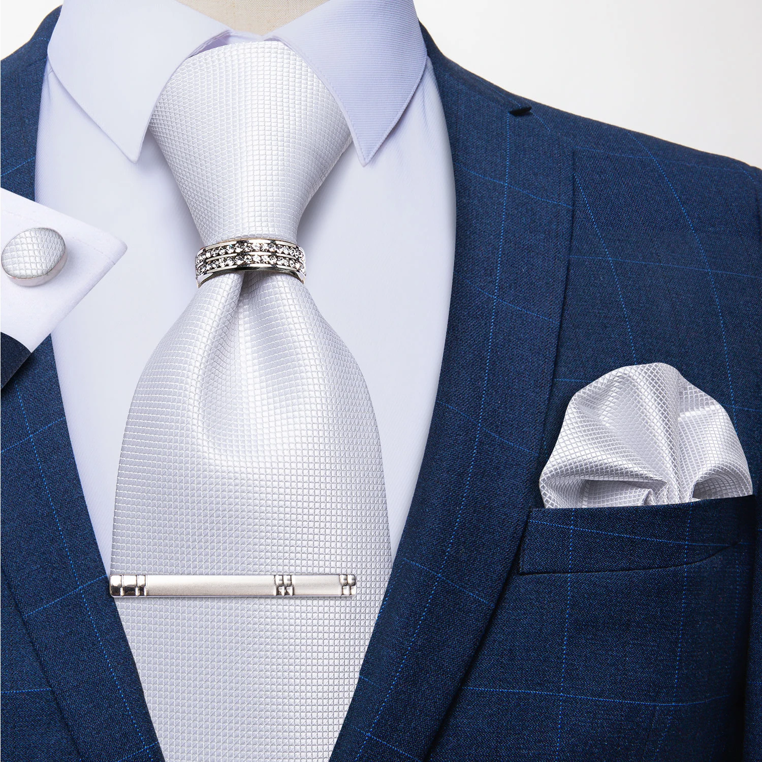 Pocket Square Set - Białe jedwabne krawaty dla mężczyzn Akcesoria