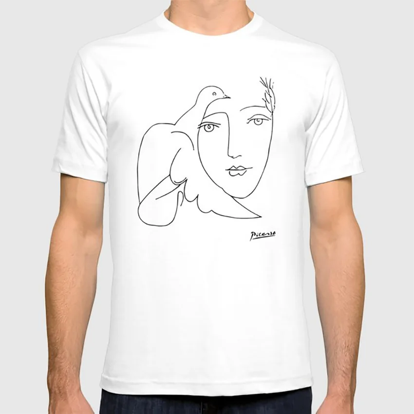 Pablo Picasso Peace ( Dove And Face ) T Shirt , Sketch Artwork T Shirt Surrealism Painting Expressionism Fauvism Artsy