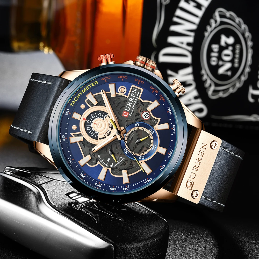 CURREN Fashion Male Watches Strap Sport Chronograph Wristwatch Creative Design Multifunctional Quartz Clock relogio masculino