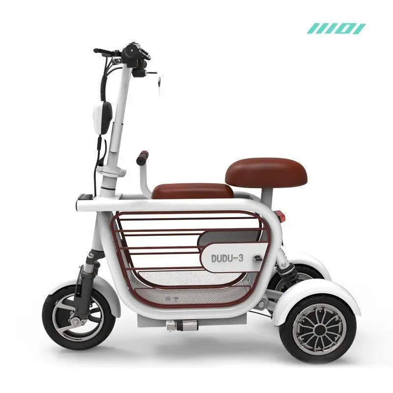 

Electric Bicycle Scooter With Two Seats/Basket 3 Wheels Electric Bicycles 10 Inch 48V 400W Tricycle Mini Portable Electric Bike