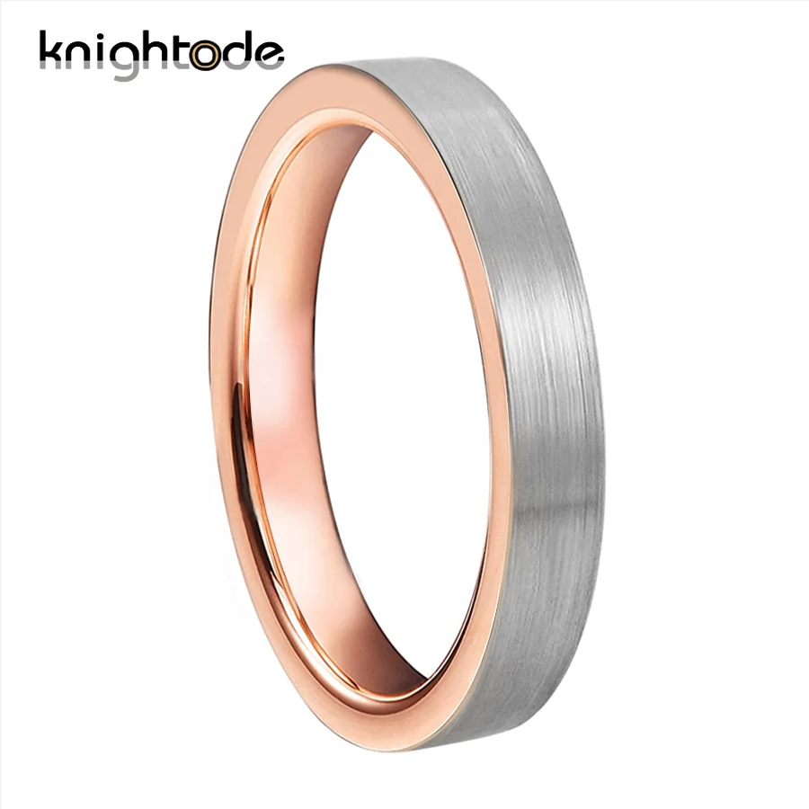 4mm Tungsten Carbide Engagement Ring For Women Exquisite Wedding Band Silvery Flat Brushed Finish Comfort Fit