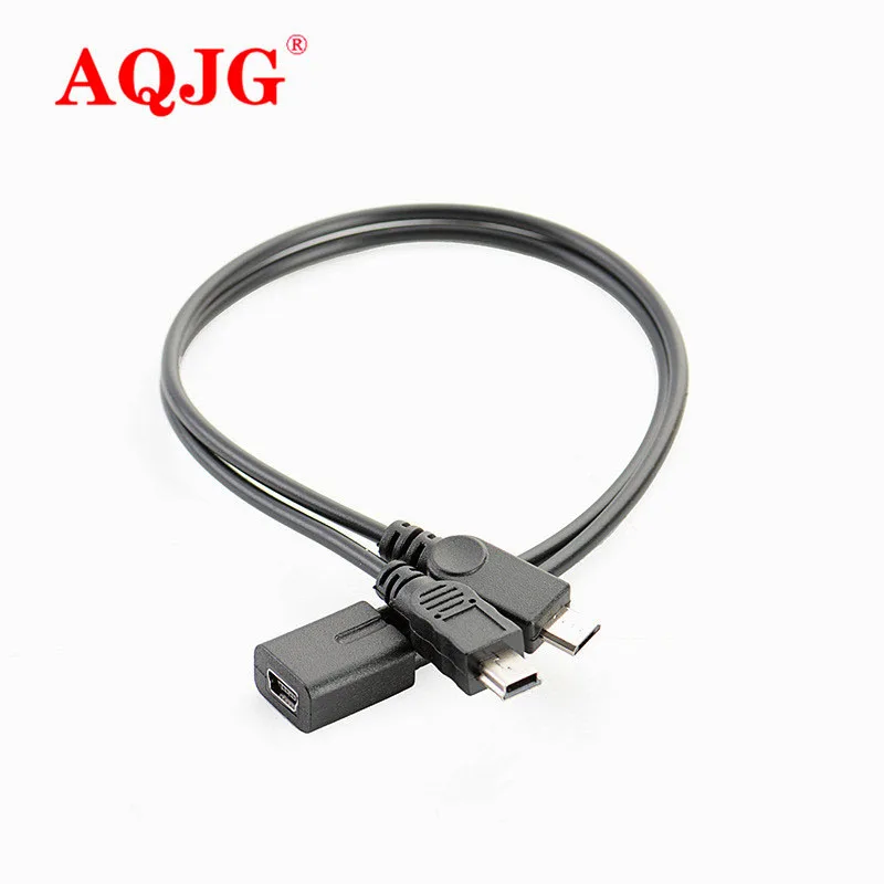 Mini USB 5Pin Female to mini usb 5pin male + micro USB male Y Splitter 1 to 2 Converter Charging Cable 30CM