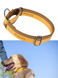 Hyhug  Martingale Nylon Dog Collar，Strong Reflective Strip, Safe Night Walk. Anti-Escape,  No Buckle， Perfect for Training.