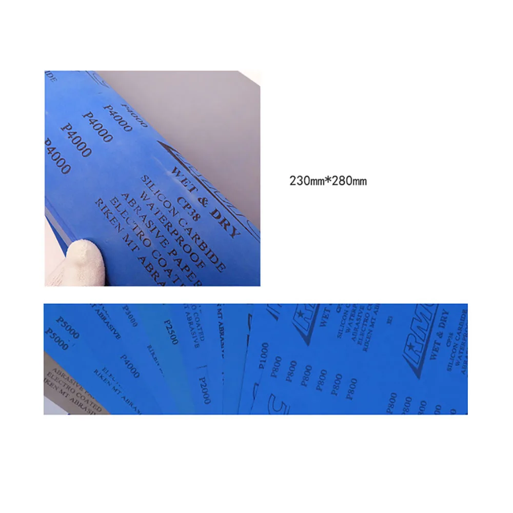 Lixa de papel abrasivo para lixa automotiva, lixa de areia de polimento à prova d'água e seca molhado para lixar madeira de metal, artesanato, acabamento automático, 400 a 7000
