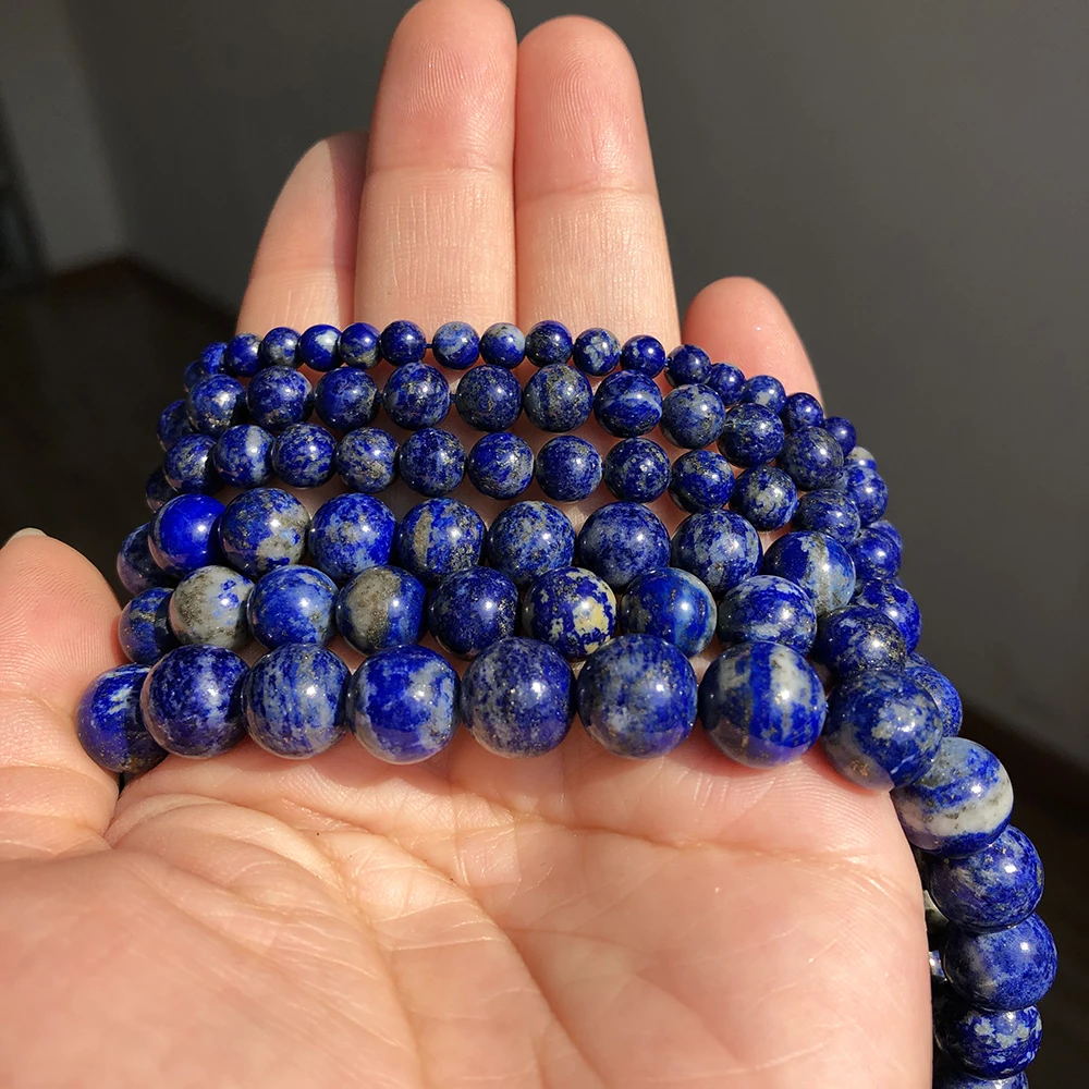 AA Natürliche Lapislazuli-Steinperlen für Schmuckherstellung 4 6 8 10mm Runde Lose Perlen DIY Armband Anhänger Zubehör 15 Zoll – Detail 4