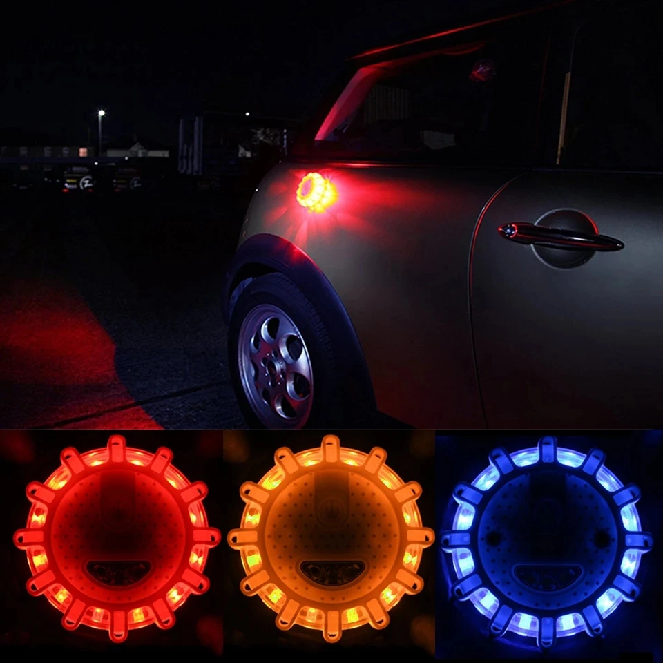 KinJoin Geoeon LED Emergency car Lights Road Flares Warning Night Lights Roadside Disc Beacon Red Blue Led Police road Led Light