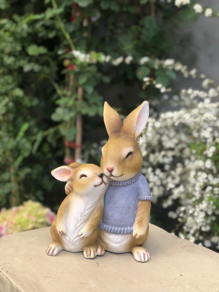 

Creative Rabbit Resin Crafts Kawaii Animal Bunny Sculpture Miniature Figurines Patio Living Room Home Decoration Accessories