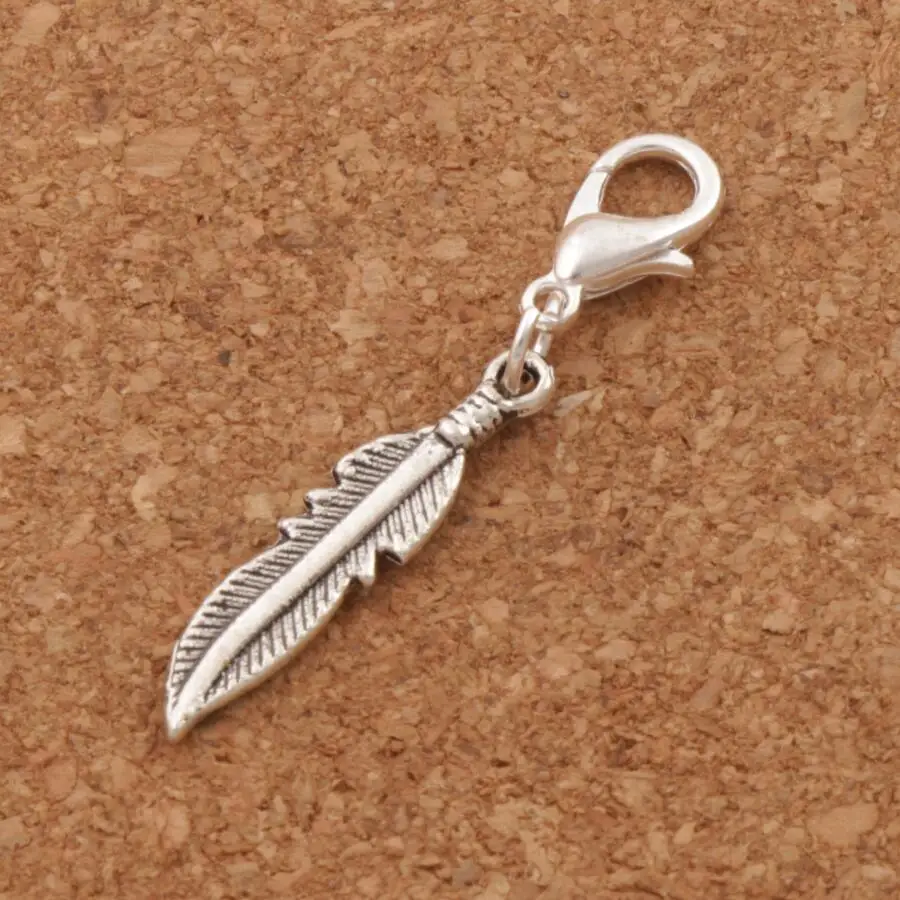 Feather Clasp European Lobster Trigger Clip On Charm Beads 200pcs Zinc Alloy 39.3x5.8mm C564