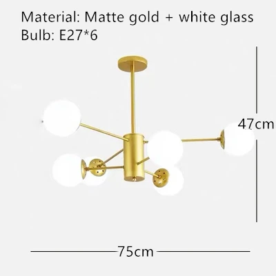Karrington kroonluchter LED goud zwart metaal glans industriële restaurantverlichting Nordic E27 110/220V glazen kroonluchter