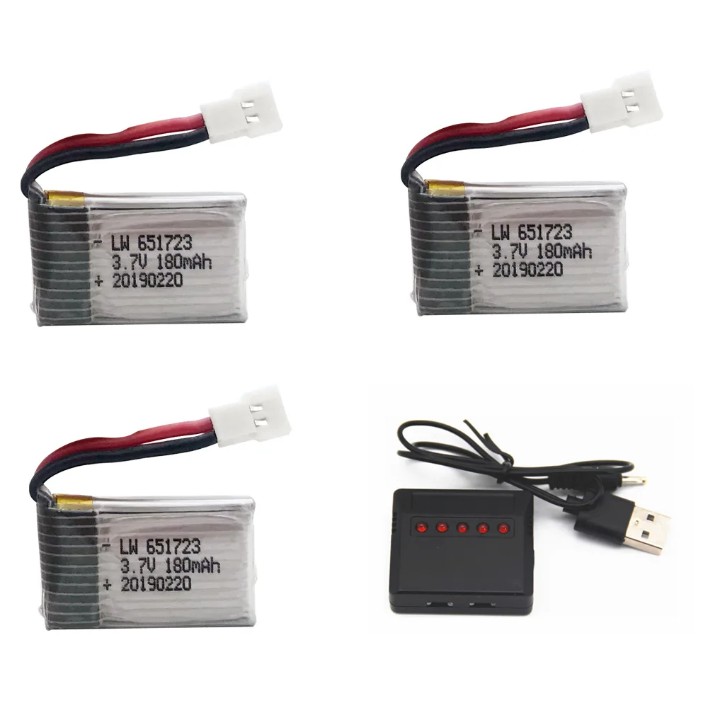 Lipo Battery For H8 Mini 3.7v 180mah 30C battery For H2 H8 H48 U207 With Charger For Quadcopter Spare parts 3.7v Battery for H8