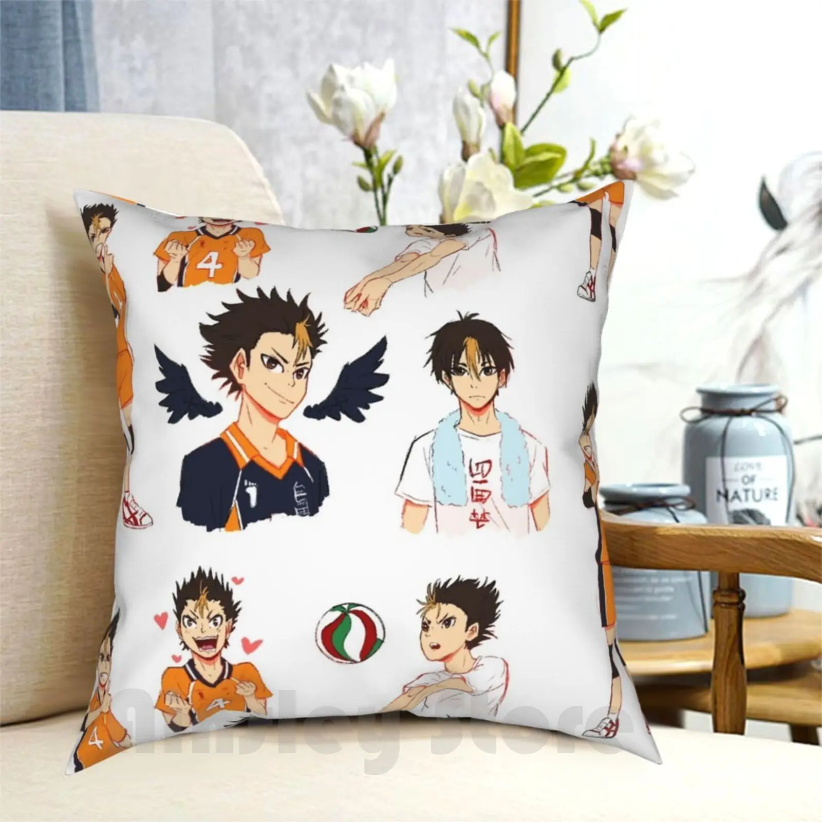 Nishinoya Doodles Pillow Case Printed Home Soft Throw Pillow Haikyuu Nishinoya Nishinoya Yuu Karasuno Yuu Nishinoya Anime