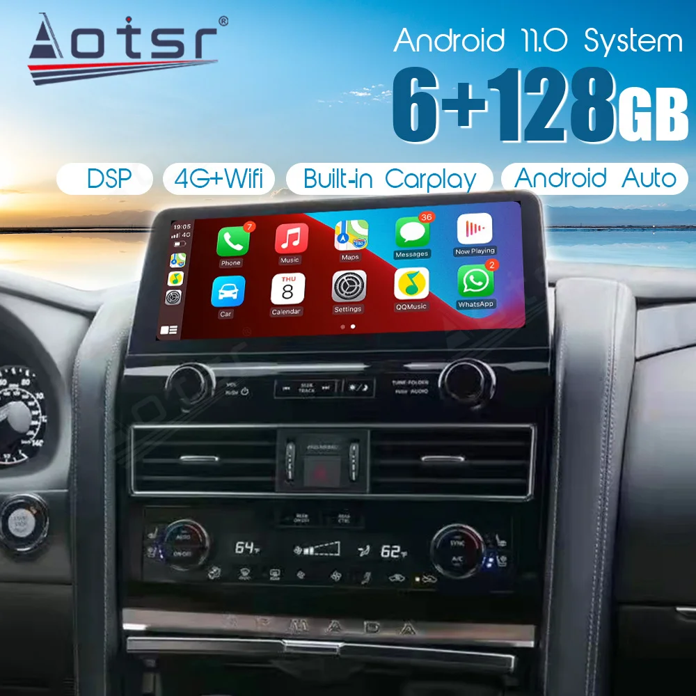 Android 13 Carplay 4G WiFi GPS Navigation 1920*720 Car Multimedia Player Radio For Nissan Armada Patrol Royale SL Y62 QX80 QX56