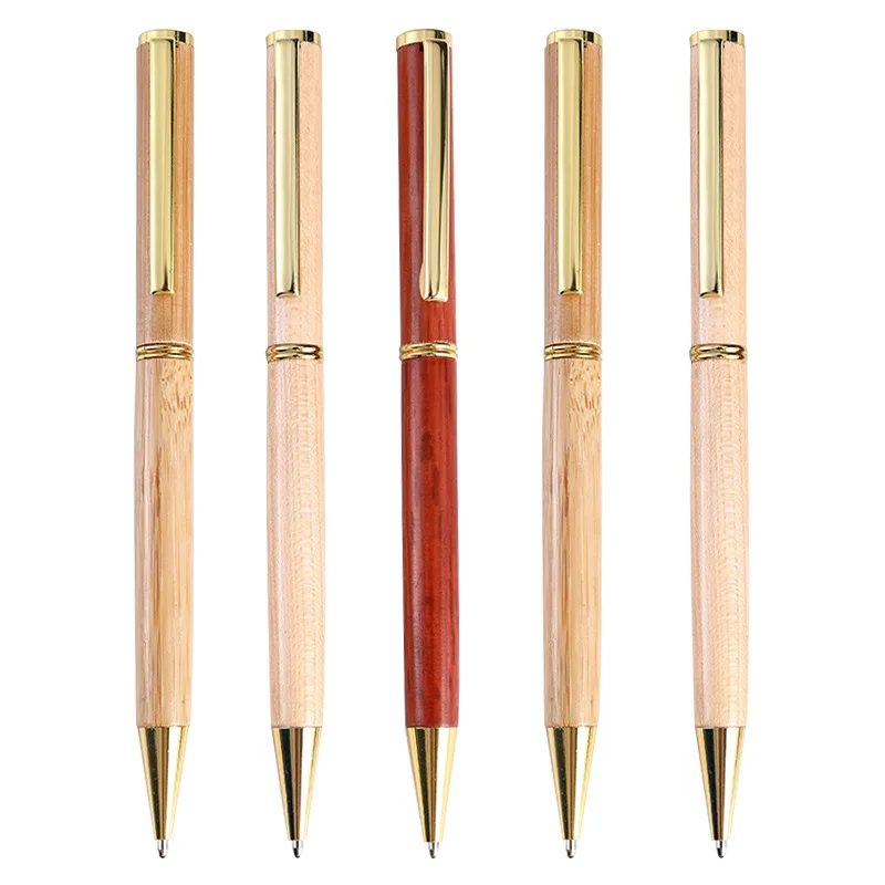 Wholesale Creative Solid Wood Metal Ballpoint Pen Retro Bamboo Sandalwood Business Gift Pen School Supplies