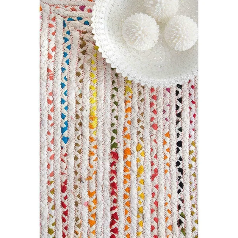 

Rug Cotton Handmade Reversible 2x8 Feet Natural Braided Style Rug Rustic Look Rugs and Carpets for Home Living Room