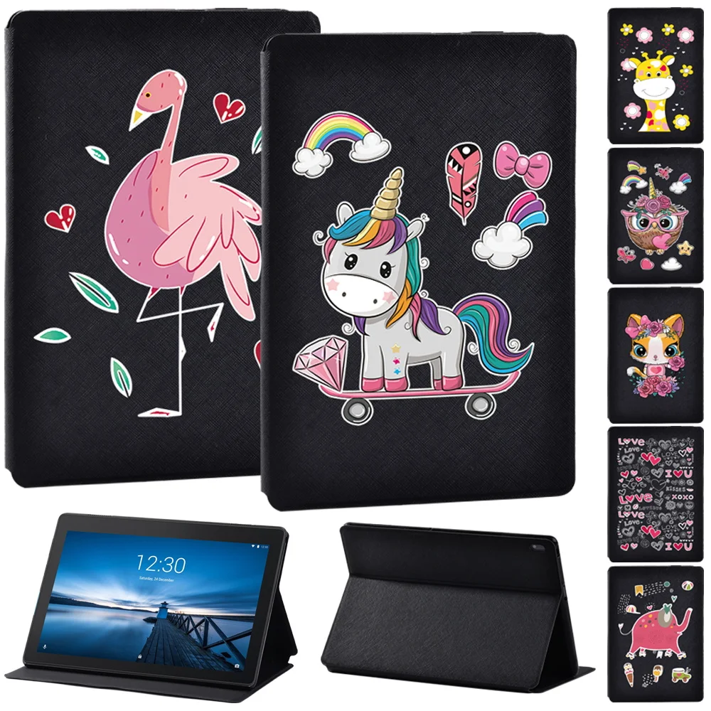 

Чехол для Lenovo Tab E10 10,1/Tab M10 10,1 дюйма, черный, с рисунком из мультфильмов, подставка для планшета, чехол-книжка